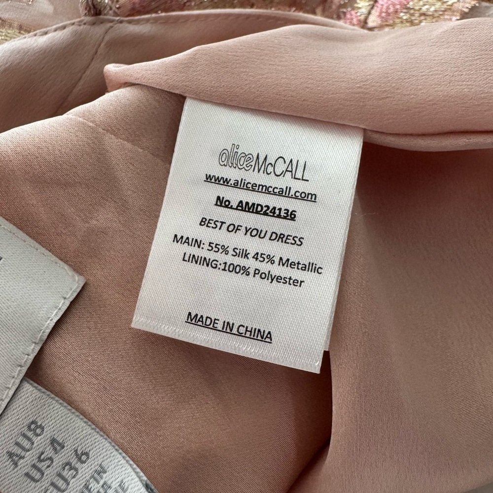 Alice McCall Best Of You Silk Midi Dress in Champagne Metallic Pink 4 Gown Event - Picture 9 of 11